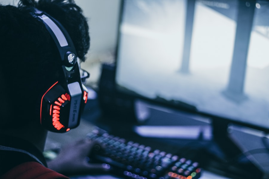 Player wearing a headset